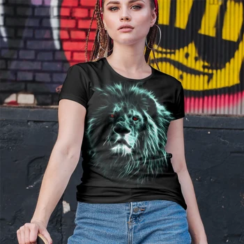  Nové Cool dámske tričko Krátky Rukáv O-krku Bežné T-shirt Zvierat Despotický Lev, Tiger 3D Nadrozmerné Tlač