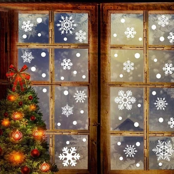  76pcs/set Vymeniteľné Snowflake Tvar Stenu, Nálepky Statické Umenie nástenná maľba na Vianoce okenného Skla Dverí Domáce Dekorácie