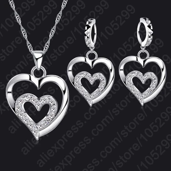  Srdce Srdcia Romantické Ženy, Svadobné Šperky Sady 925 Sterling Silver Pripraviť Jasne Zircons Krásne Výročie Dary