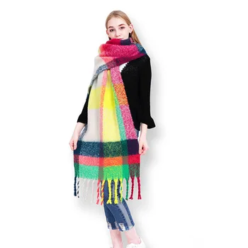 Multi color zimné ženy cashmere chuncky šatku skontrolujte šatkou deka nadrozmerná dizajnér zábaly foulard femme LL181047