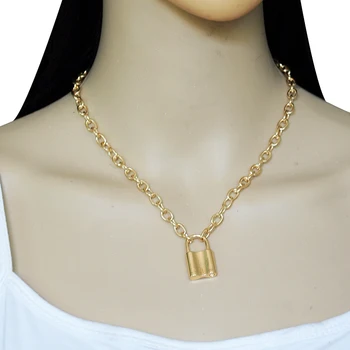  Trendytime zbrusu nový dizajn prívesok visiaci zámok náhrdelník pre ženy reťazca náhrdelník priateľstvo darček šperky