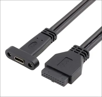  Zadný Panel Typu C Port, USB3.0 20 Pin samica na USB-C Ženské hosť PCI ozvučnice Kábel 0.5 m