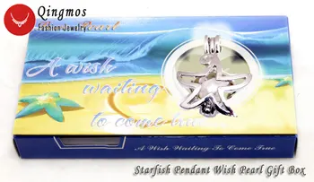  Qingmos Želanie Pearl Chokers Náhrdelník pre Ženy s 17 mm Hviezdice Klietky Láska Pearl Držiteľ Módny Náhrdelník Prívesok Darčekovej krabičke-who3646