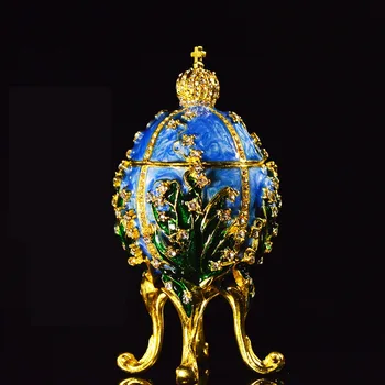  QIFU Módne Kovové Pearl Faberge Vajcia Trinket Box Maskot Zber Domáce Dekorácie Darček