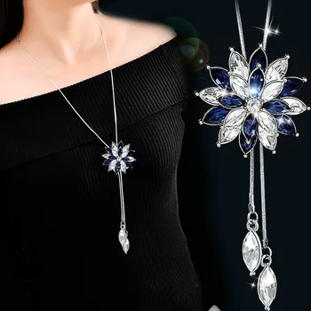  Snowflake Zirkón s Dlhým Reťazcom pre Ženy Móda Strieborná Farba Crystal Maxi Náhrdelníky & Prívesky Vyhlásenie Collier Šperky
