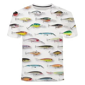  2019 nové rybárske tričko štýl bežné Digitálne ryby 3D Tlač t-shirt Muži Ženy Letné tričko Krátky Rukáv O-krku Topy&Tees s-5xl