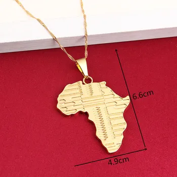  24K Gold Color Mapu Afriky Prívesok Náhrdelník Ženy, Dievča, Afriky Mapu Reťazca Šperky