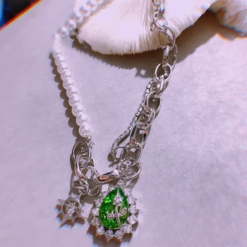  Y2K Šperky kórejský Kúzlo Crystal Náhrdelník Prívesok Pre Ženy Kovové Ročníka, Imitácie Perál Choker Náhrdelník Klebety Dievčatá 90. rokov Darček