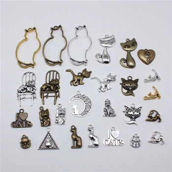  10pcs Charms Cute Cat Tibetskej Bronzová Strieborná Farba Zvierat, Prívesky, Starožitné Šperky Čo HOBBY Ručné Remeslo