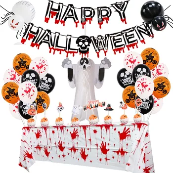  Halloween Balón Nastaviť Farba Krvi Banner, Papier Honeycomb trojrozmerného 3D Ghost Package Ghost Festival Party Dekorácie