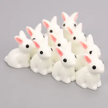  Cute10pcs Mini Králik Veľkonočné Dekorácie Miniatúrne Hare Zvierat Figúrka Živice Plavidlá Bunny Záhrada Ornament DIY Príslušenstvo