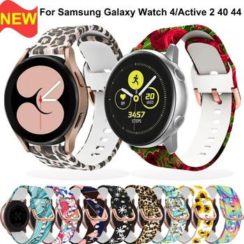  20 mm náramok Pre Samsung Galaxy Sledovať 4 Classic 46 42mm/Watch 4 44 40 mm/Active 2 kapela Tlač silikónové Popruh smart Príslušenstvo