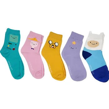  Fialová, Žltá, Ružová Zelená Modrá Komiksu, Anime Tlač Bavlnené Ponožky 
Roztomilý Dobrodružstvo Čas Zábavné Bežné Priedušné Ponožky Unisex Soxs