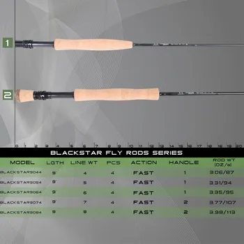  Maximumcatch 5-8WT Lietať Rod 9 FT 4SEC Carbon Fiber Fast Action Black Star Lietať Rybársky Prút s Cordura Trubice