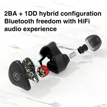  TRN T300 Hi-Res Bezdrôtové Slúchadlá 2BA+1DD Hybrid Drive Bluetooth 5.2 zátkové chrániče sluchu In-Ear Hi-Fi Zníženie Hluku Vodotesné Slúchadlá