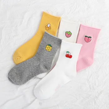  Otázka Módy Bavlna Ženy Ponožky Letné Paletu Farieb Kórejský Polovice Trubice Športové Priedušná Kvalitné Ovocie Vzor Ponožka