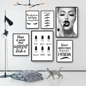  Black & White Obočia, Make-Up Art Nástenné Plátno Na Maľovanie Krásy Nechty Umenie Obrázok Lash Tlač A Poster Pre Dievča Miestnosti Domova