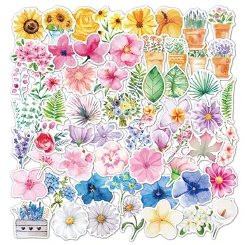  60 neopakovacie kvetinový a rastlinných prvkov nepremokavé PET nálepky kvet nálepky