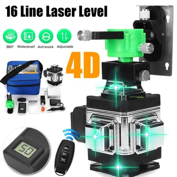  16/12 Linky 4D 3D Laserové Úrovni green line Self-Vyrovnanie 360 Horizontálne A Vertikálne Super Výkonný Laser úrovni zelený Lúč