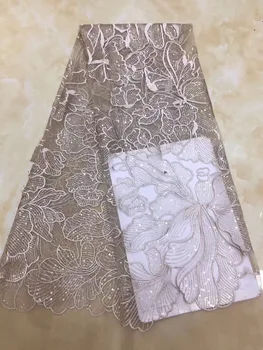  Africké Švajčiarskej čipky tkaniny z priadze z vysoko kvalitného fialová flitrami módne nigérijský čipky svadobný večer francúzskej čipky textílie LCD908B