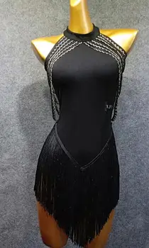  Strapec fringe valčík latinskej šaty latinskej praxi tanečná sála cha cha samba veľkosť S-XL w297