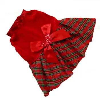  Pet Oblečenie Pre Psa Červenej Ikony Šaty, Kostým Outwear Kockovaný Vzor Srdce Bowknot Psa Šaty Oblečenie