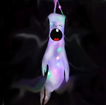  Halloween Dekorácie LED Blikajúce Svetlo Gypsophila Ghost Festival Žiariace Sprievodca Ghost Klobúk Lampa Dekor Vonkajšie Závesné Svietidlo
