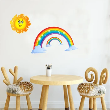 1 ks Cartoon Rainbow Slnko Stena Nálepky Pre Dieťa Dieťa Spálne Materskej školy Dekorácie detská Izba nástenná maľba Úsmev, Milé Slnko 30*30 cm