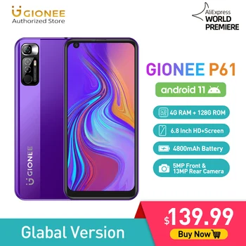  GIONEE P61 Android 11 Smartphone Heliograf P60 Mobil 4G+128G Mobilný Telefón 6.8