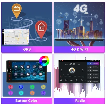  JOYING Android 10.0 Jeden Din 7 Palcový Univerzálny Vedúci Jednotky autorádia GPS Naviagtion Autoradio RDS FM Podpora Carplay/4G/BT/WIFI