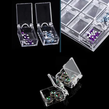  20 Sloty Obdĺžnik Plastové Úložný Box Prázdny Jasné Držiteľ Kontajner pre Nail Art Diamanty, Šperky Rozšíriteľná Displej Prípade Nástroje