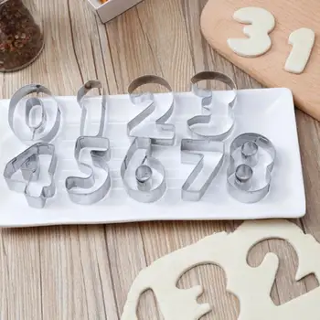  9pcs/set Číslo Tvarované Cookie Cutter 3D Tortu Zdobenie Nehrdzavejúcej Ocele Pečenie Nástroje Fondant Biscuit Plesní, Kuchynské Príslušenstvo