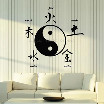  Steny Odtlačkový Orientálna Čínske Znaky Yin Yang Zen Asian Style Výzdoba Interiéru pre Meditáciu Izba Samolepky Art Nástenné 1479