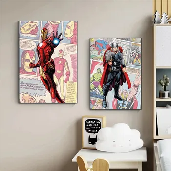  Marvel Superhrdina Plátno na Maľovanie Comic štýl Kapitán Amerika Iron Man Plagáty Vytlačí na Stenu Umenie Fotografie Pre Domova Deti Darčeky