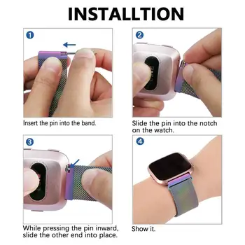  Magnetické Slučky pásmo pre Fitbit Naopak/Naopak 2/versa Lite Remienok Nerezová Oceľ Náramok na Zápästie kovových pásov watchband Príslušenstvo