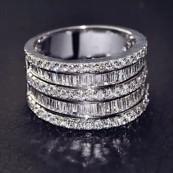  Luxusné 925 Sterling Silver Šperky Značky Rez crystal Nastavenie full CZ Večnosti Zapojenie Snubné Prstene Pre Ženy
