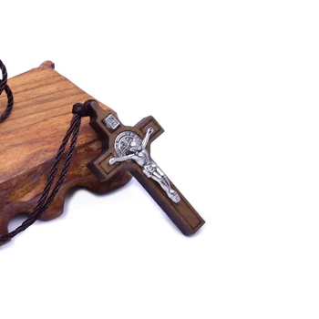  Retro Drevené Svätý Kríž Ježiša Náhrdelník S Príveskom, Kresťanstvo, Katolicizmus Náboženstvo Modlitba Šperky Exorcizmus Amulet