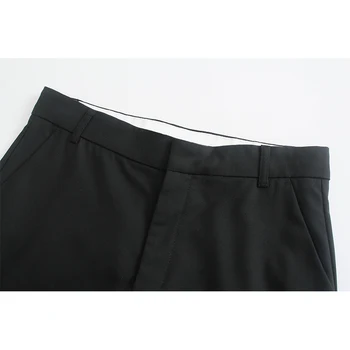  Móda Ženy Čierne Rovné nohavice Nohavice, Vintage Štýl Vrecká na Zips Bežné Nohavice Pantalon LY9688