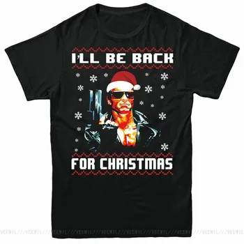  Terminator Vianočné T-Shirt Arnold ja Sa vrátim Slávnostné DOSPELÝCH Tees Top Bavlna Topy Nové Unisex Vtipné Tričko