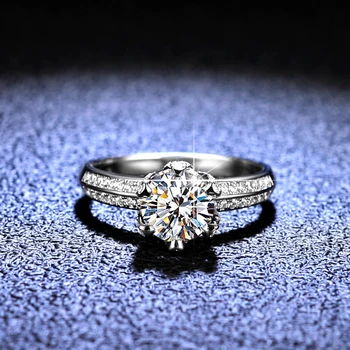  Ženy 925 Sterling Silver Koruny Diamantový Zásnubný Prsteň S Bočným Kamene VVS1 D Farba Moissanite Snubné Prstene, Jemné Šperky