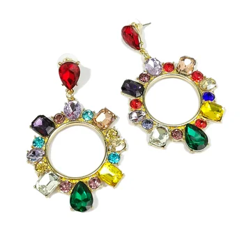  Multicolor Crystal Kamienkami Drop Visieť Náušnice Pre Ženy, Luxusné Dizajnér Strany Svadobné Náušnice Šperky UKEN