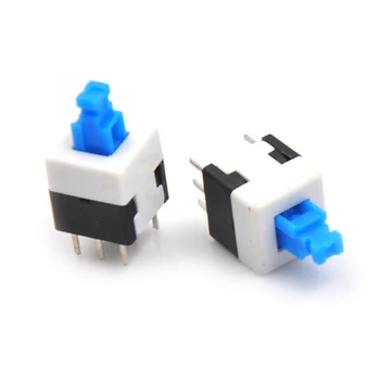  10PCS/Veľa Kvalitných Elektronických 8*8 mm 6Pin Push Hmatové Moc Micro Switch Samostatne Zámok Tlačidlo On/Off Prepínač Latching
