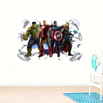  3D Hero Avengers 40*60 cm Stenu Pre Deti Izby Domova Cartoon iron Man Hulk Stenu Diy Nástenné Art Pvc Plagáty