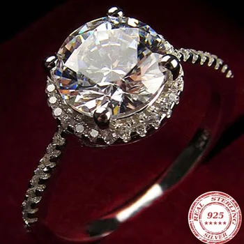  Klasické Luxusné Real Pevné 925 Sterling Silver Ring 1.2 Ct 10 Srdcia Šípky Zirkón Svadobné Šperky, Zásnubné Prstene Pre Ženy
