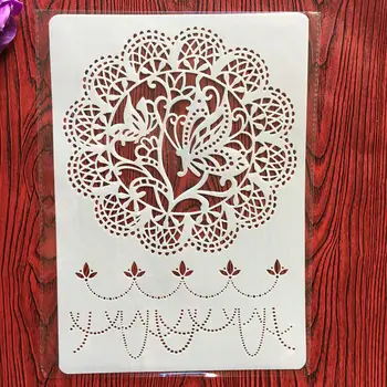  Mandala Datura kvety A4 29*21 cm DIY Blany Nástenné Maľby Zápisník Sfarbenie Razba Album Dekoratívne Papiera Šablónu Karty