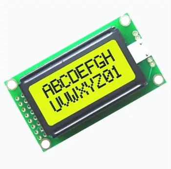  1PCS Žltá 0802 LCD 8x2 Znakov LCD Displeja Modul 5V LCM Pre Arduino AU NOVÉ