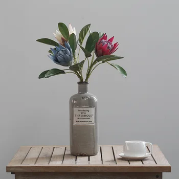  11 cm Umelé Kvety Protea cynaroides s Pobočky Veľkú Hlavu Svadobné Domáce Dekorácie Váza Svadobné Holding
