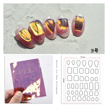  Japonský Nail Art Aurora Ice Cube Celofánu Film Nálepky, Farbu Prenosový Laser Candy Papier Fólie Dizajn Ice Cube Na Nechty, Ozdoby