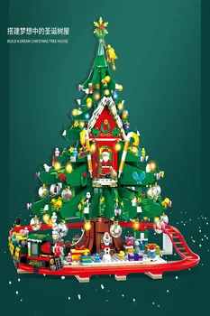  2100pcs 88013 Vianočný Stromček +2dolls Santa Claus, Vianočné dom Stavebné Bloky Model Hračky Pre Chlapcov Narodeniny Vianočný Darček urob si sám