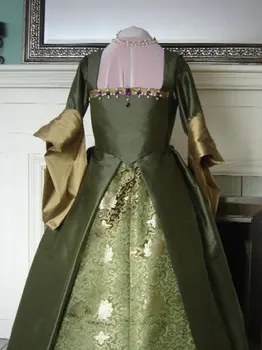  Victorian Kráľovná Alžbeta Tudor Obdobie Tudor šaty cosplay kostým Renesancie Tudor francúzsky Šaty Šaty, Kostým